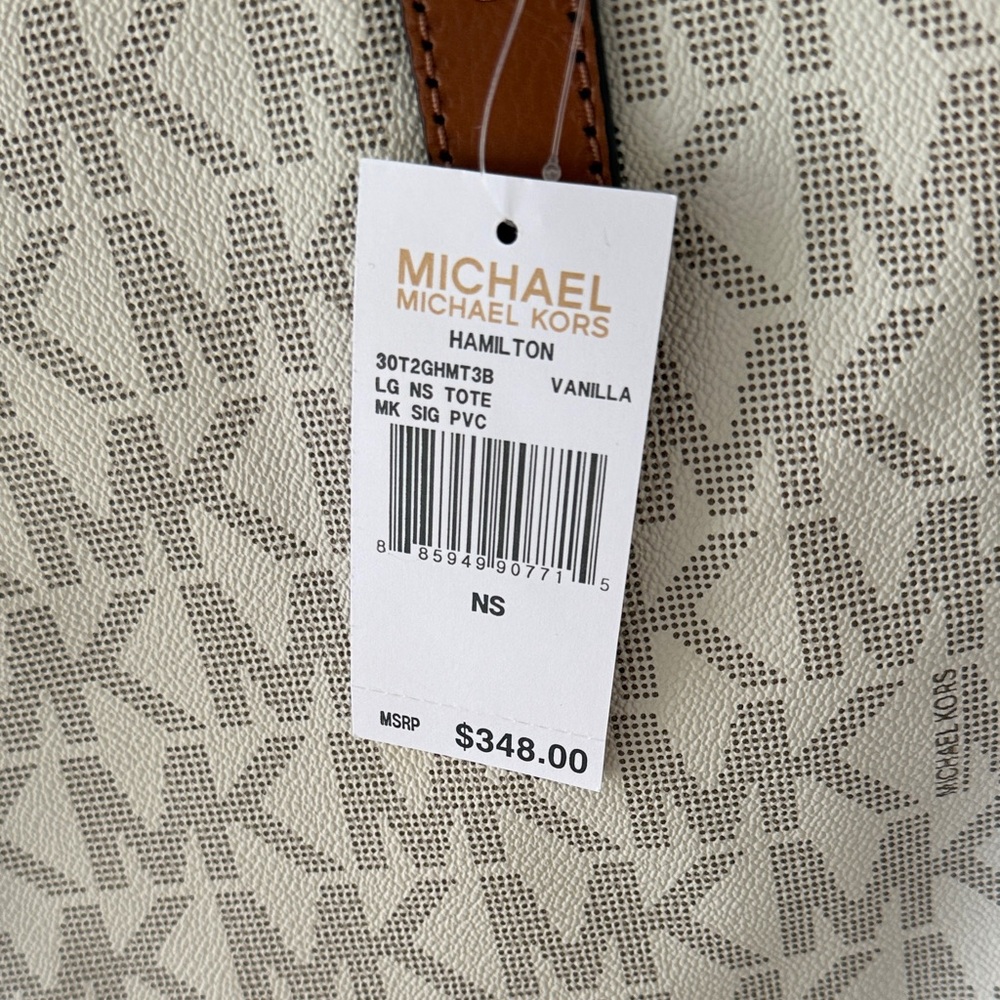 Michael Kors Signature White and Tan Tote - Picture 3 of 3